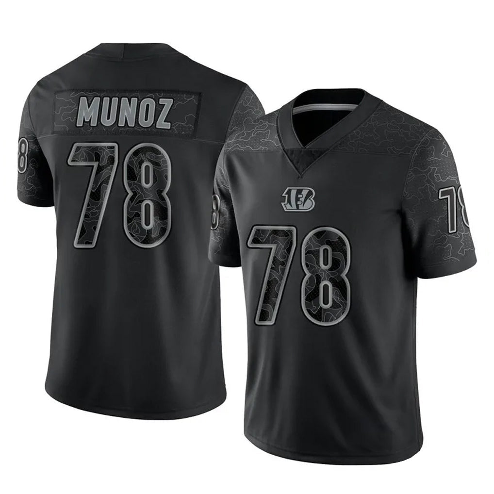 Elroe C.Bengals #78 Anthony Munoz Player Black Reflective Limited Game Stitched Jerseys