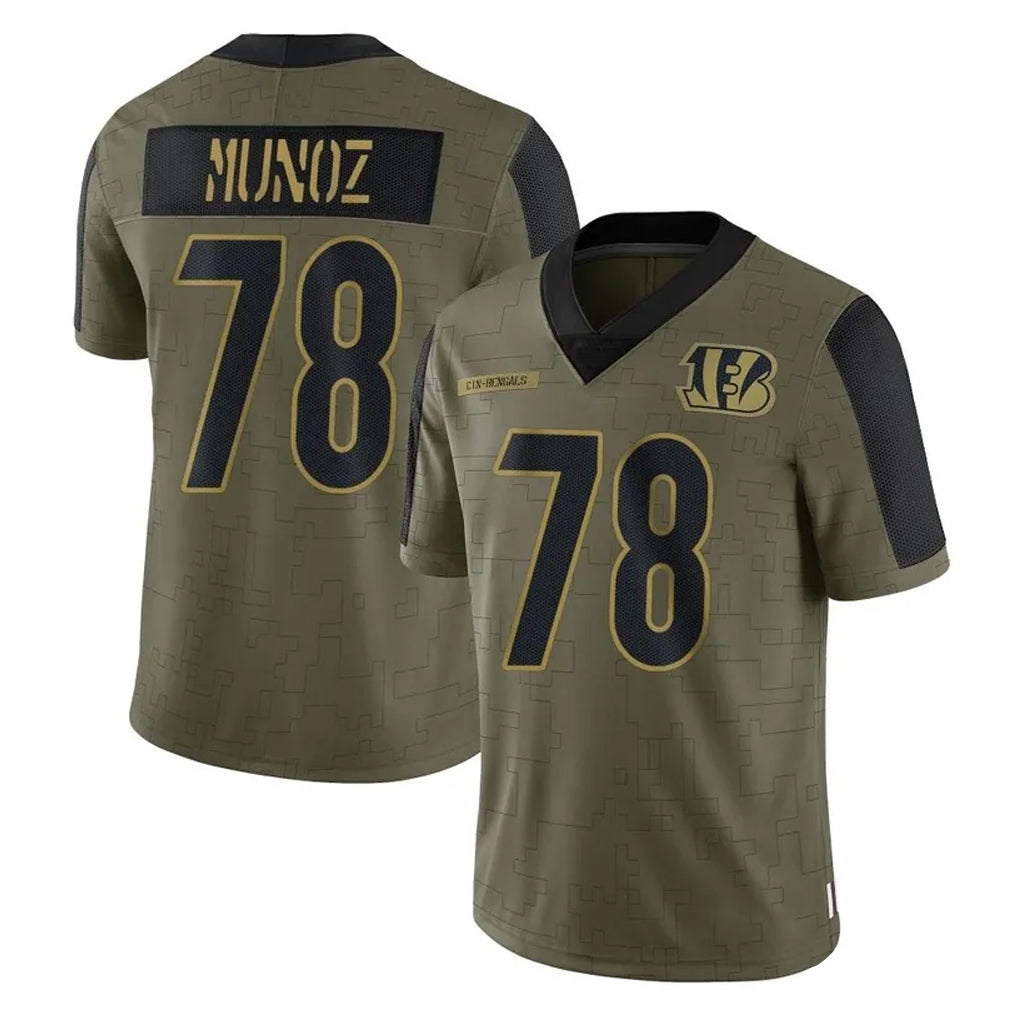 Elroe C.Bengals #78 Anthony Munoz Player Olive Salute to Service Game Stitched Jerseys