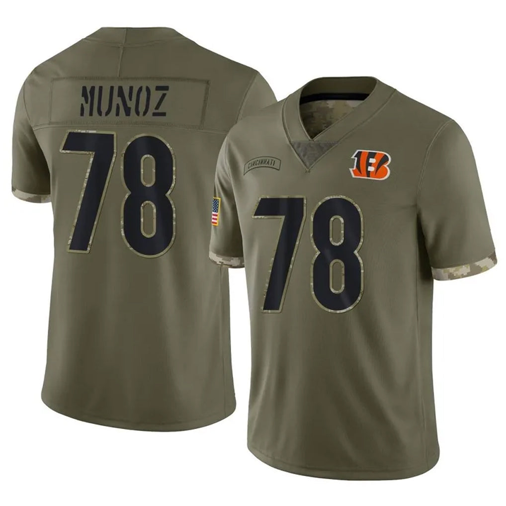 Elroe C.Bengals #78 Anthony Munoz Player Olive Salute to Service Limited Game Stitched Jerseys