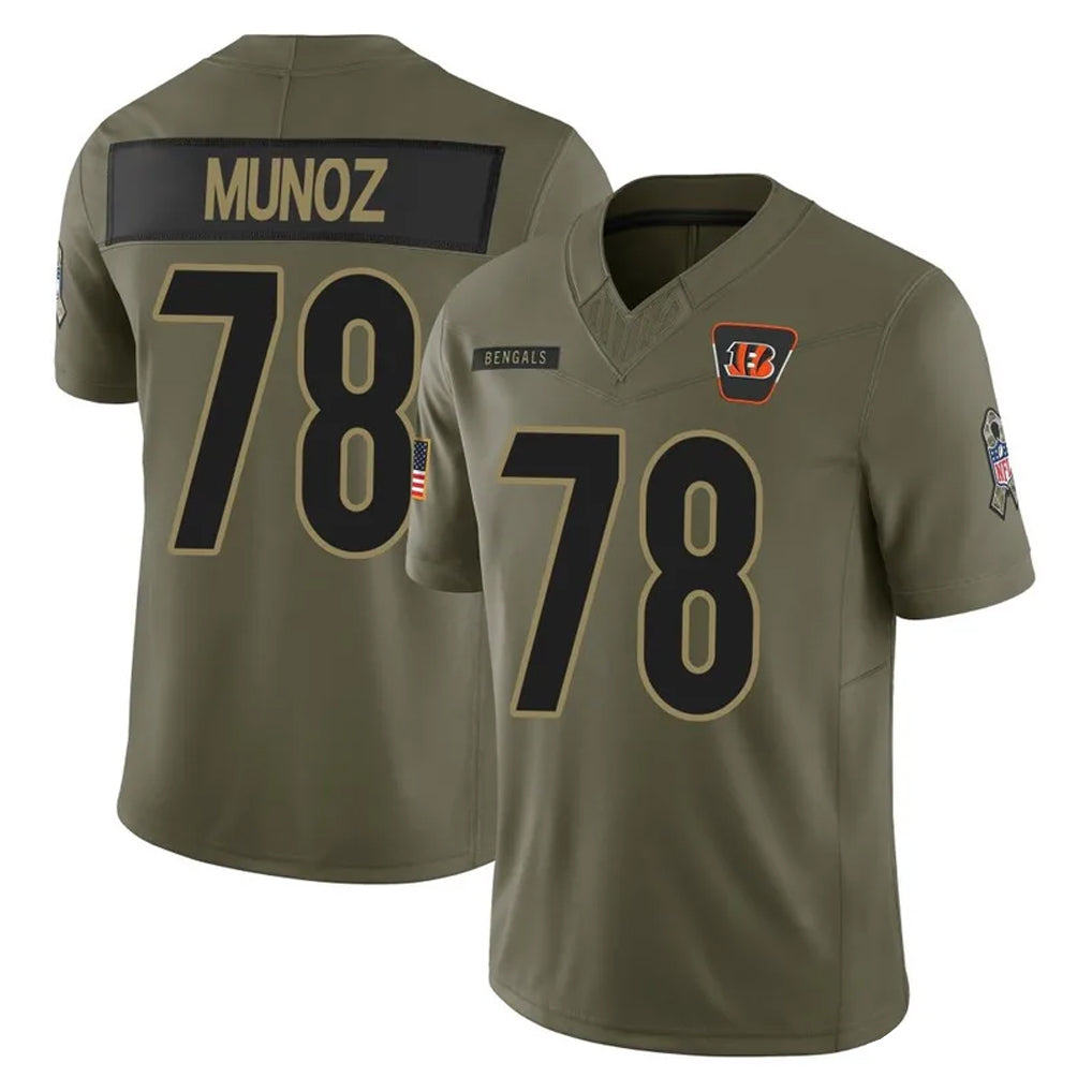 Elroe C.Bengals #78 Anthony Munoz Player Olive Salute to Service Limited Home Game Stitched Jerseys