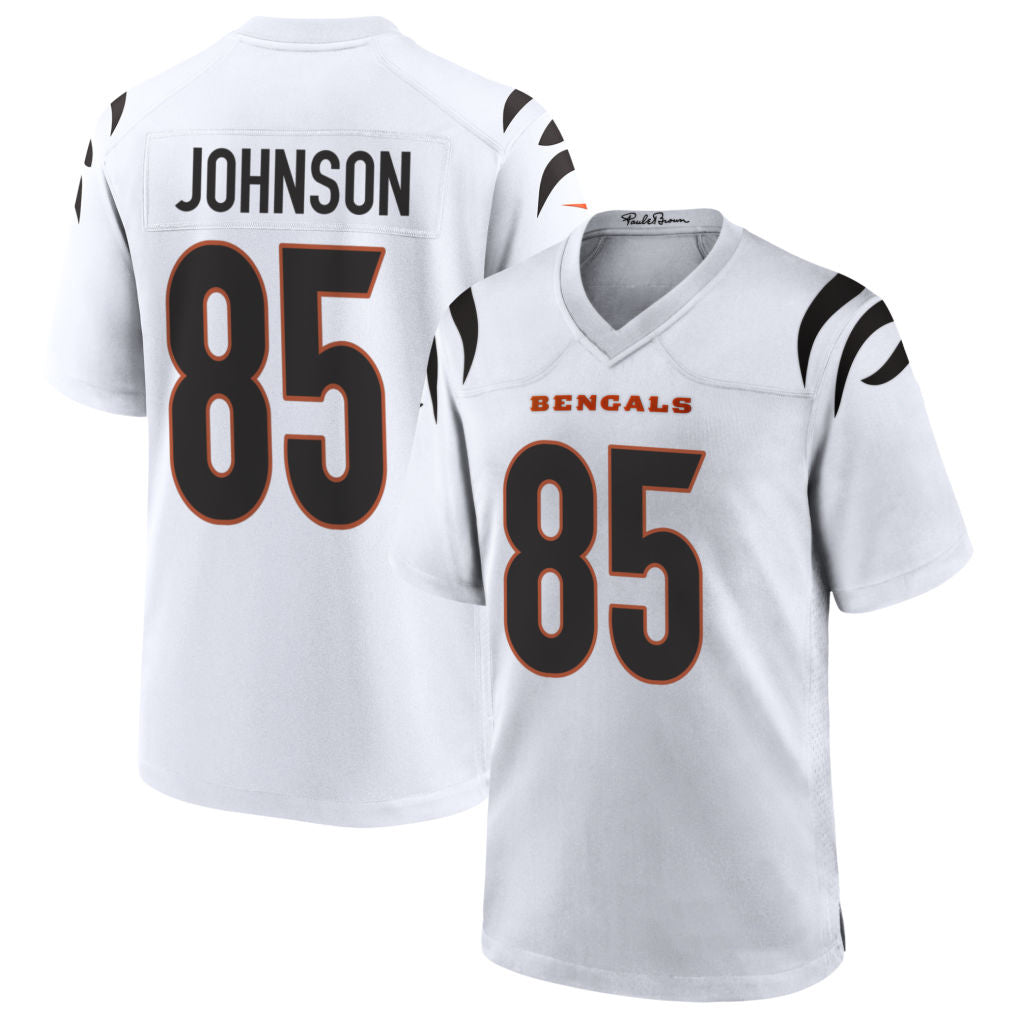 Elroe C.Bengals #85 Chad Johnson Player White Home Game Stitched Jerseys