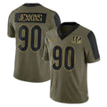 Elroe C.Bengals #90 Kris Jenkins Jr Player Olive Salute to Service Game Stitched Jerseys