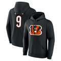 Elroe C.Bengals #9 Joe Burrow Player Black Salute to Service Pullover Hoodie Stitched Jerseys