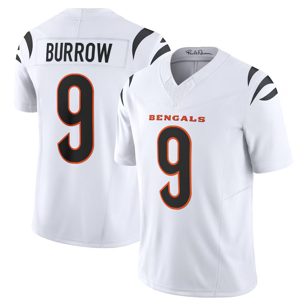 Elroe C.Bengals #9 Joe Burrow Player White Vapor F.U.S.E. Limited Home Game Stitched Jerseys