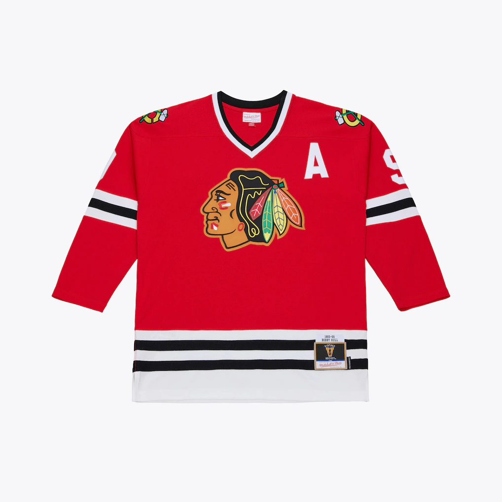 Elroe C.Blackhawks Bobby Hull Mitchell & Ness Red 1966 Power Play Jerseys