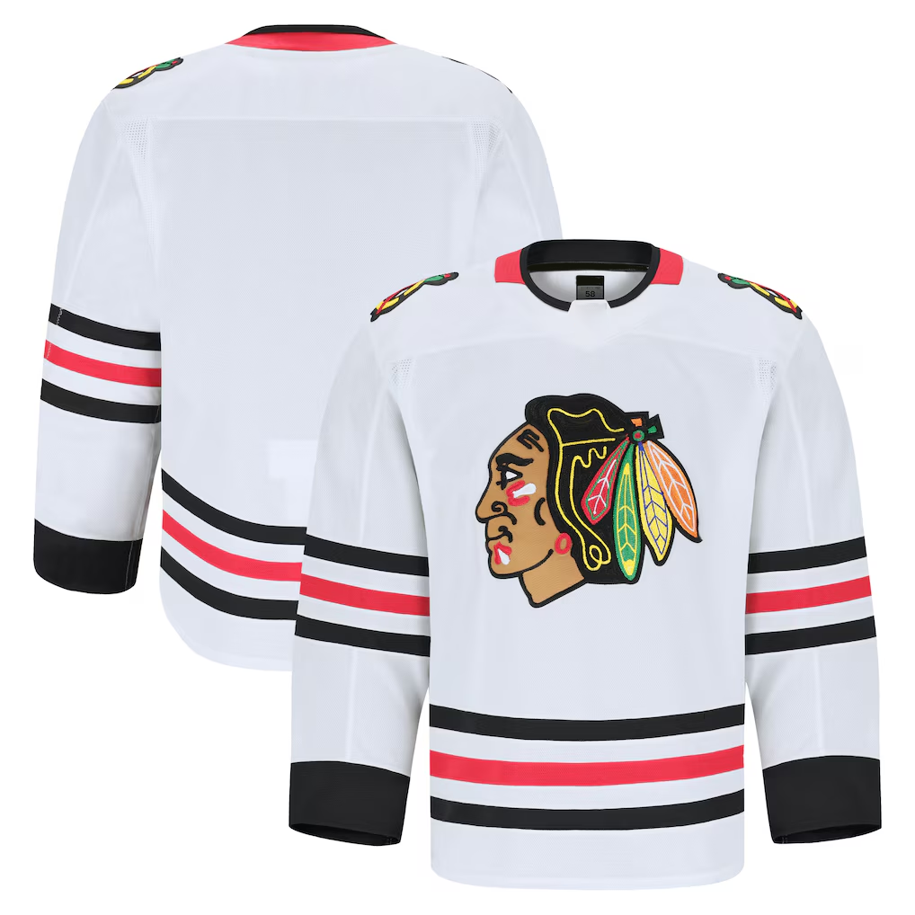 Elroe C.Blackhawks White Away Authentic Pro Jerseys