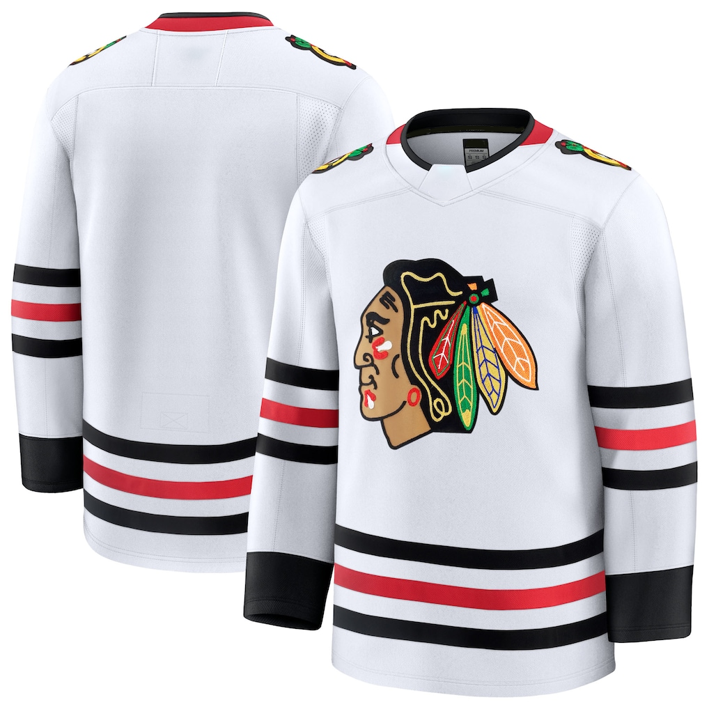 Elroe C.Blackhawks White Away Premium Jerseys