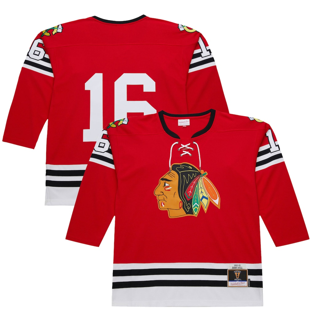 Elroe C.Blackhawks #16 Bobby Hull Scarlet 1960-61 Power Play Jerseys