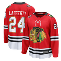 Elroe C.Blackhawks #24 Sam Lafferty Red Centennial Breakaway Player Jerseys
