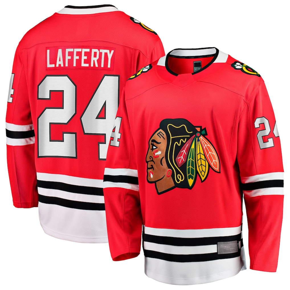 Elroe C.Blackhawks #24 Sam Lafferty  Red Home Breakaway Jerseys