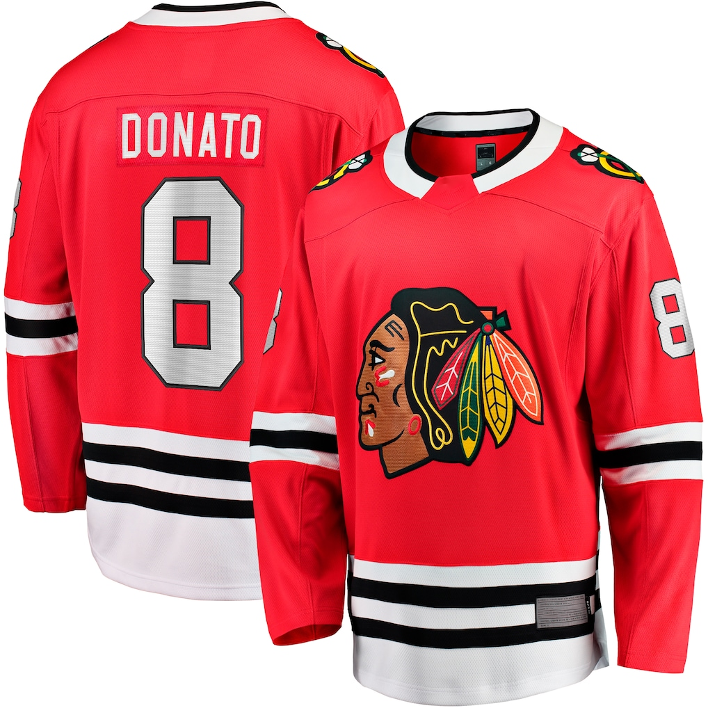 Elroe C.Blackhawks #8 Ryan Donato Red Home Breakaway Jerseys