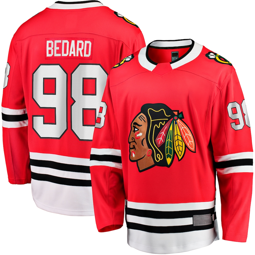 Elroe C.Blackhawks #98 Connor Bedard Red Home Breakaway Player Jerseys