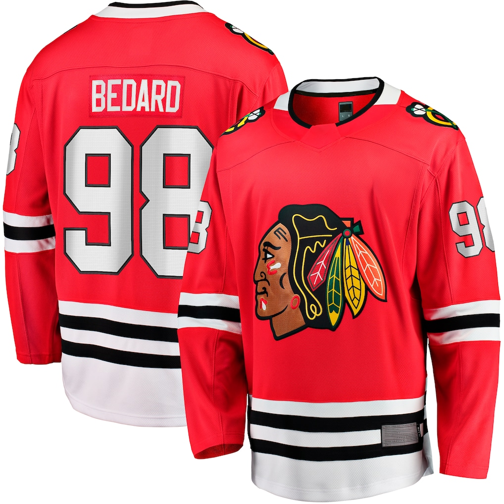 Elroe C.Blackhawks #98 Connor Bedard Red Home Breakaway Player Jerseys
