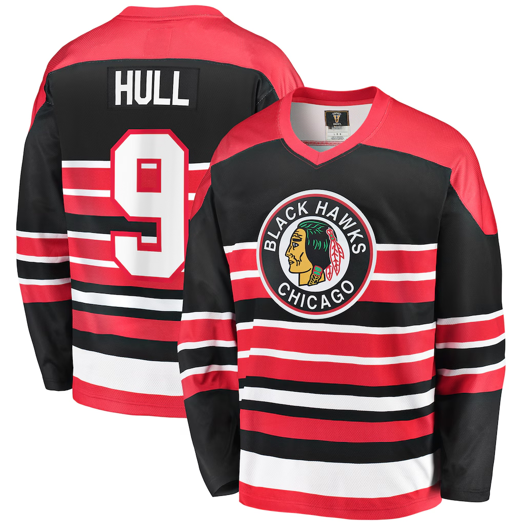 Elroe C.Blackhawks #9 Bobby Hull Red Premier Breakaway Retired Player Jerseys