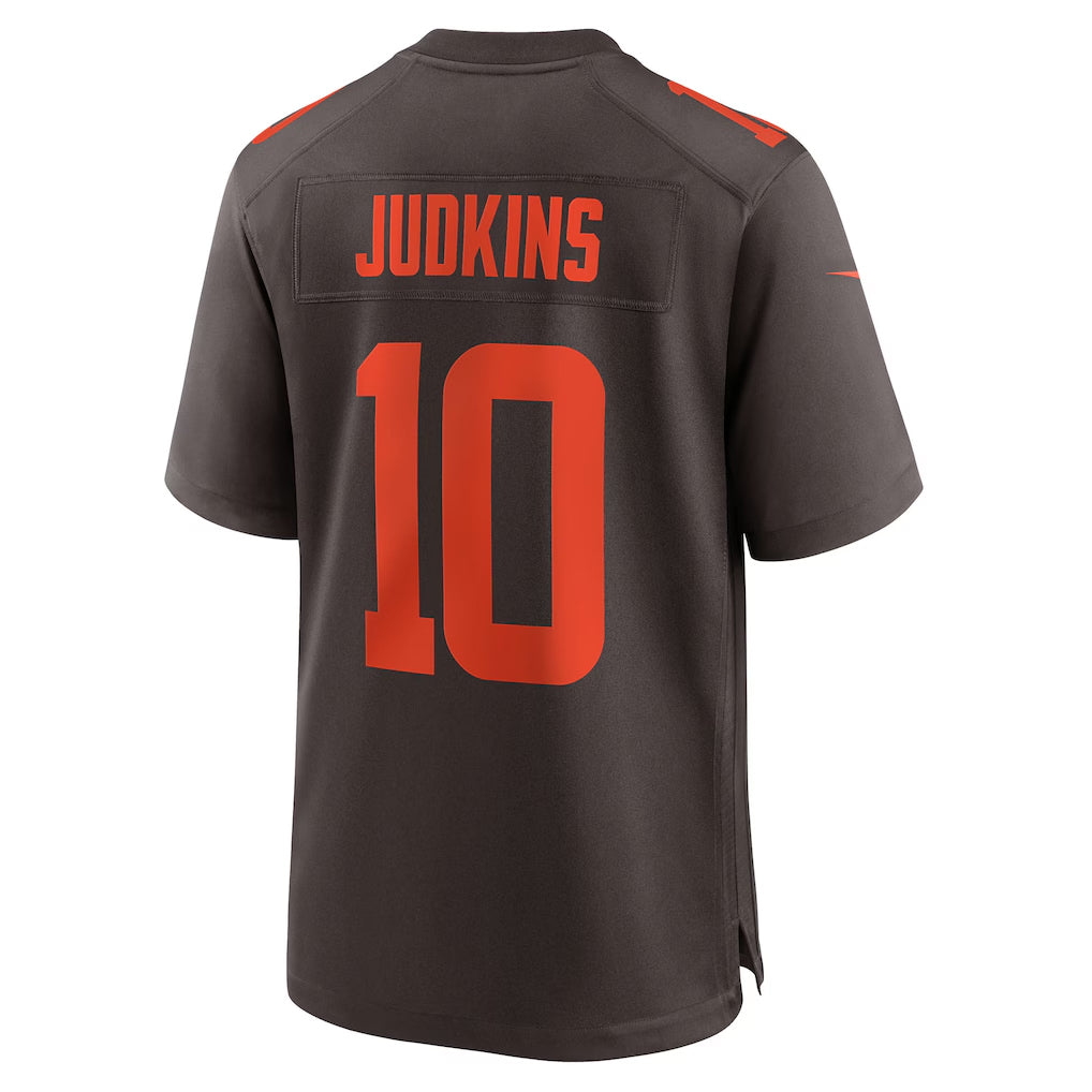 Elroe C.Browns #10 Quinshon Judkins Player Brown Game Stitched Jerseys
