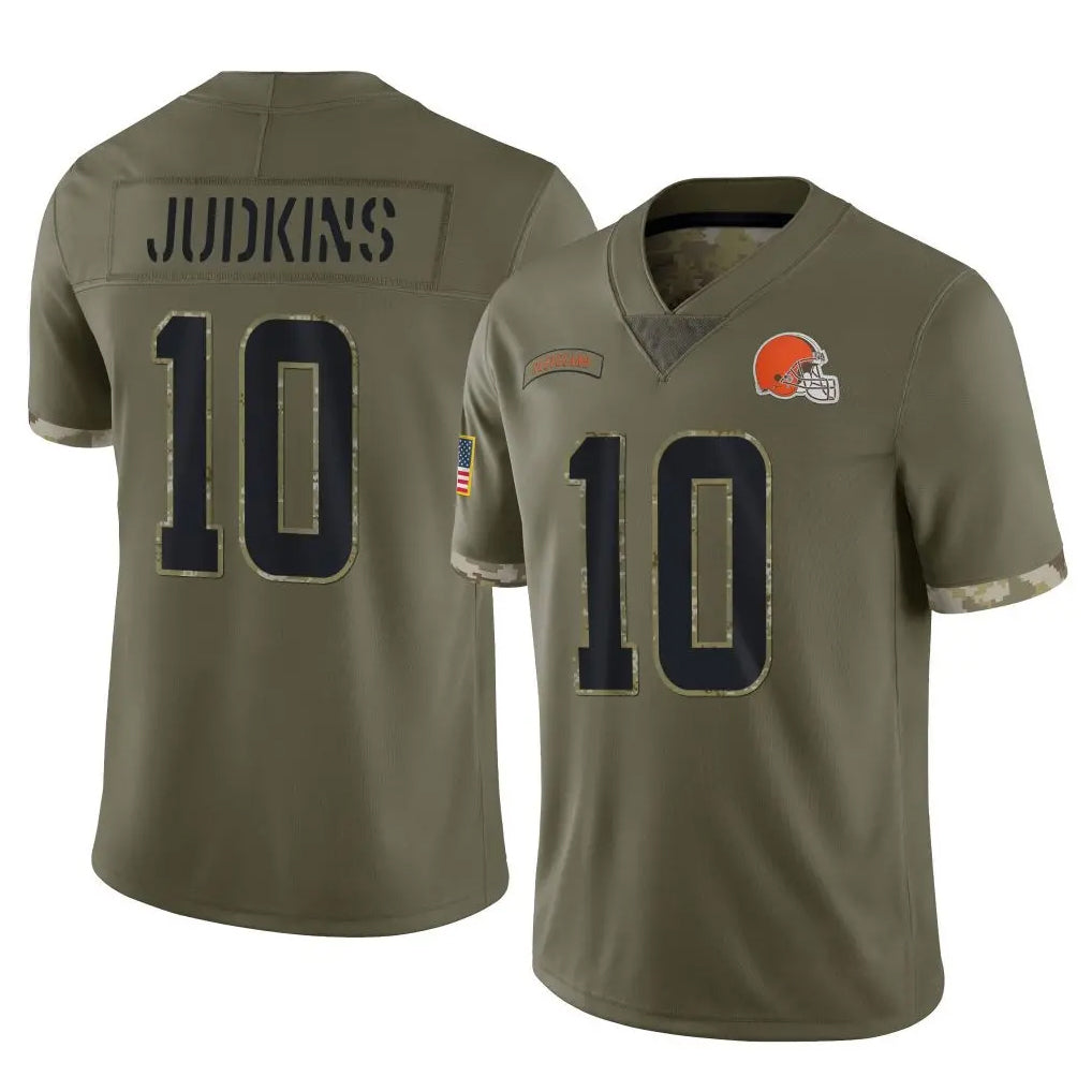 Elroe C.Browns #10 Quinshon Judkins Player Olive Salute to Service Limited Game Stitched Jerseys