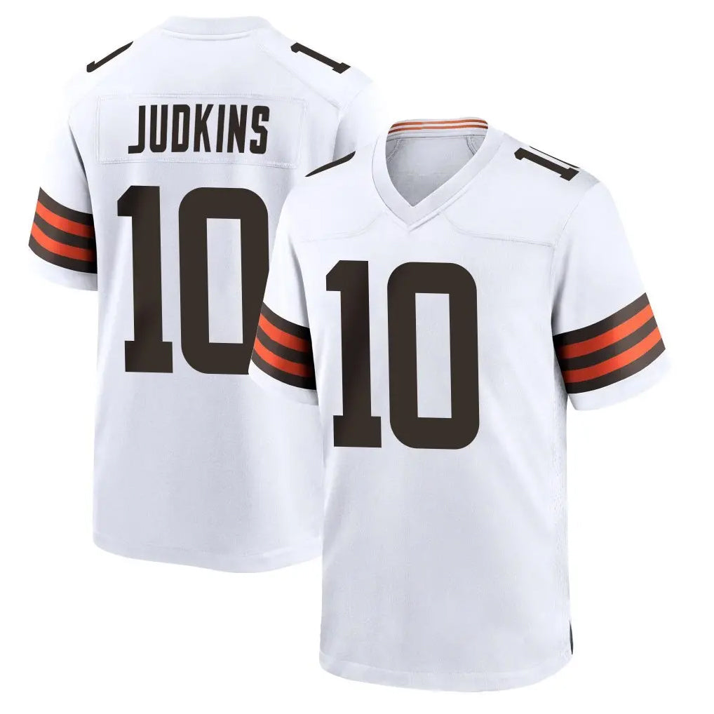 Elroe C.Browns #10 Quinshon Judkins Player White Home Game Stitched Jerseys