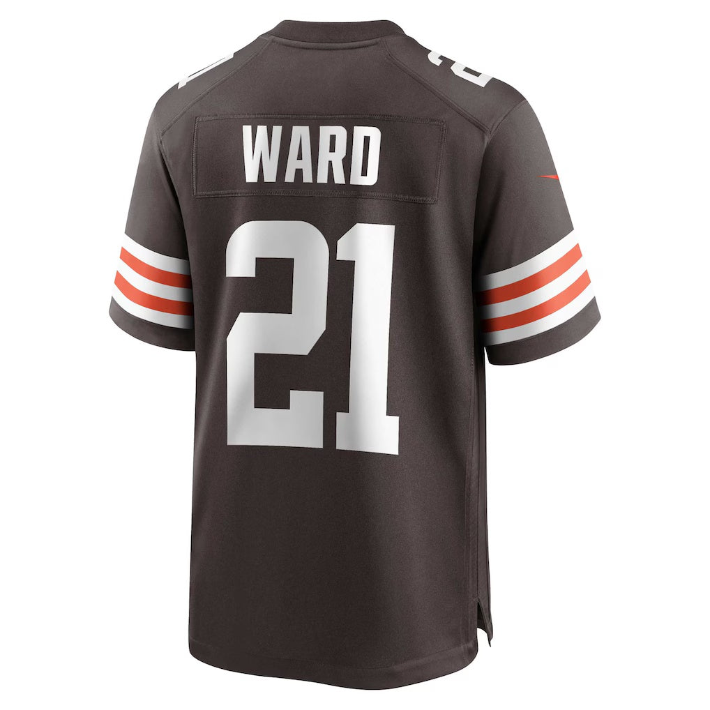 Elroe C.Browns #21 Denzel Ward Brown Game Stitched Jerseys