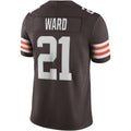 Elroe C.Browns #21 Denzel Ward Brown Vapor Limited Stitched Jerseys
