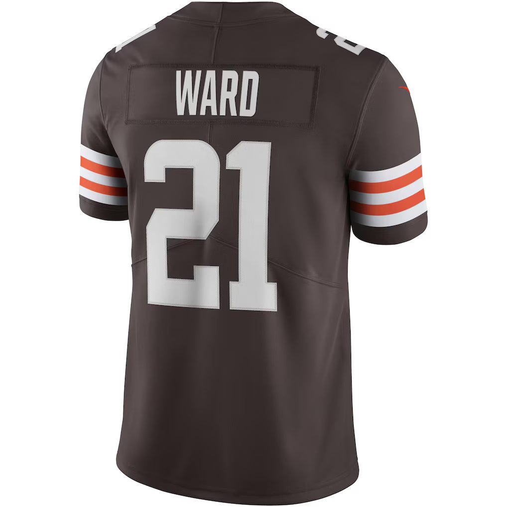 Elroe C.Browns #21 Denzel Ward Brown Vapor Limited Stitched Jerseys