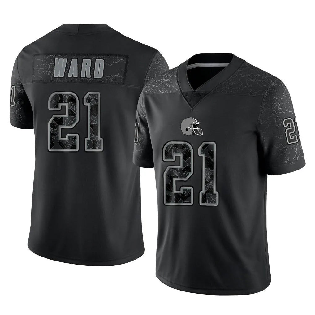 Elroe C.Browns #21 Denzel Ward Player Black RFLCTV Limited Football Jerseys