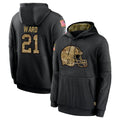 Elroe C.Browns #21 Denzel Ward Player Black Salute to Service Pullover Hoodies Limited Stitched Jerseys