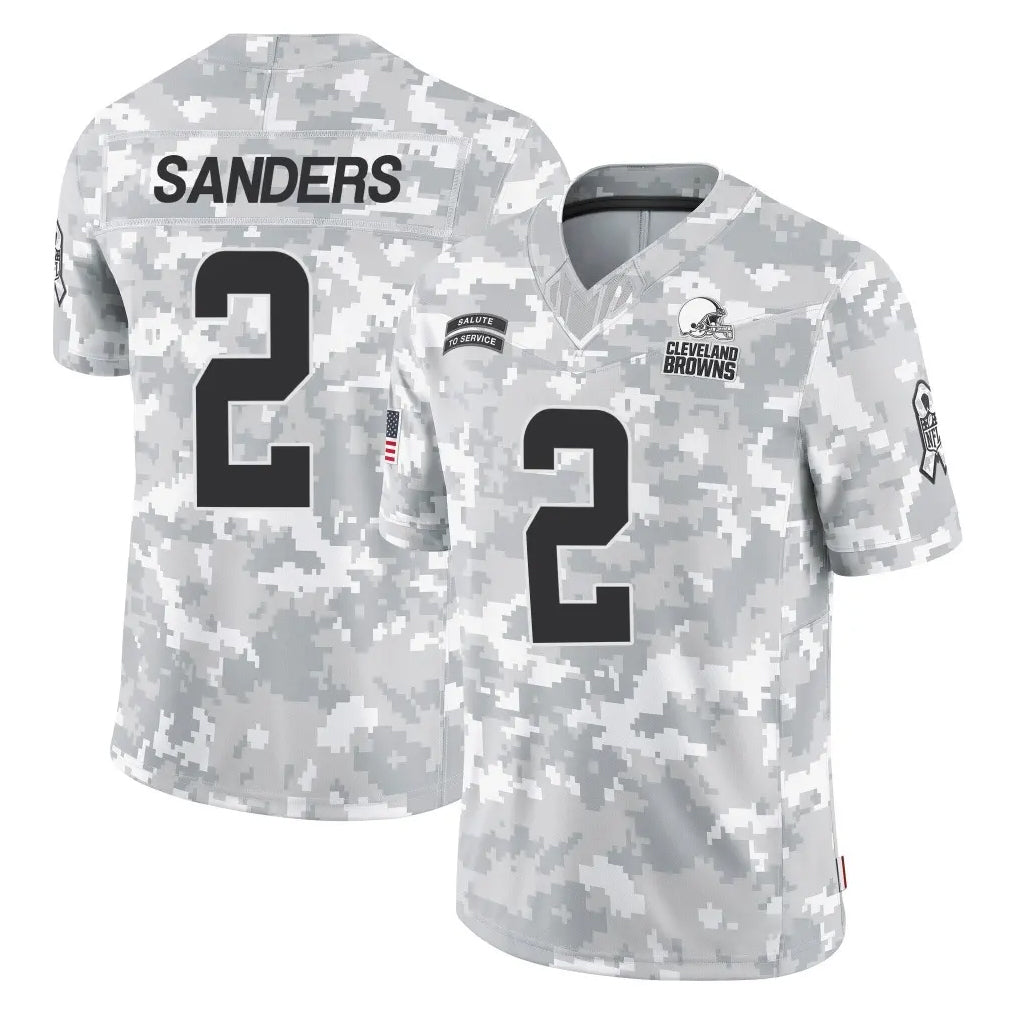 Elroe C.Browns #2 Shedeur Sanders Player Arctic Camo Salute to Service Limited Home Game Stitched Jerseys