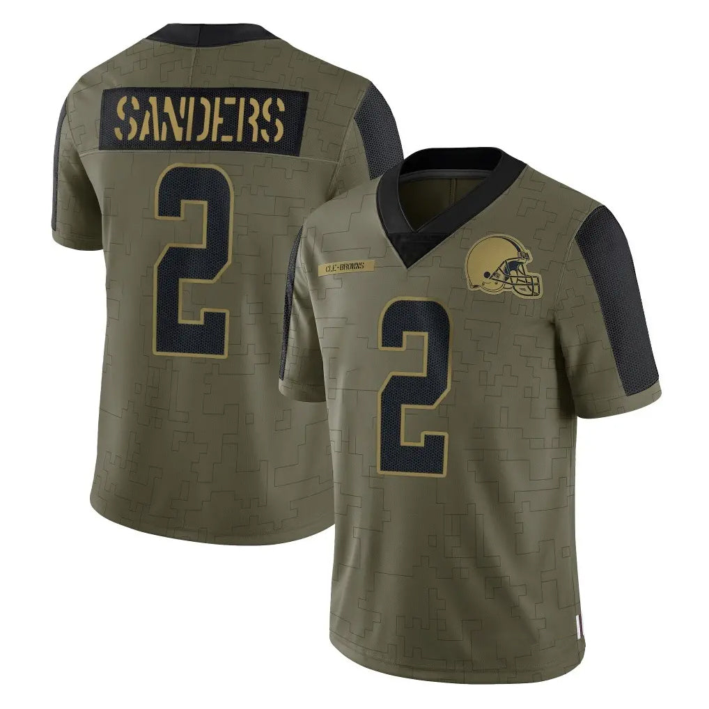 Elroe C.Browns #2 Shedeur Sanders Player Olive Salute to Service Limited Home Game Stitched Jerseys