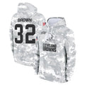 Elroe C.Browns #32 Jim Brown Player Arctic Camo Salute to Service Hoodies Limited Game Stitched Jerseys