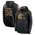 Elroe C.Browns #32 Jim Brown Player Black Salute to Service Pullover Hoodies Limited Stitched Jerseys
