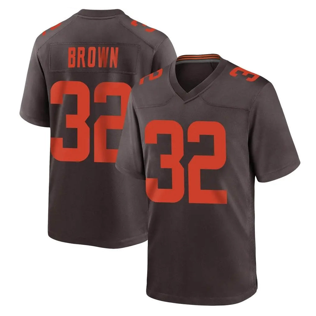 Elroe C.Browns #32 Jim Brown Player Brown Alternate Home Game Stitched Jerseys