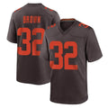 Elroe C.Browns #32 Jim Brown Player Brown Alternate Home Game Stitched Jerseys