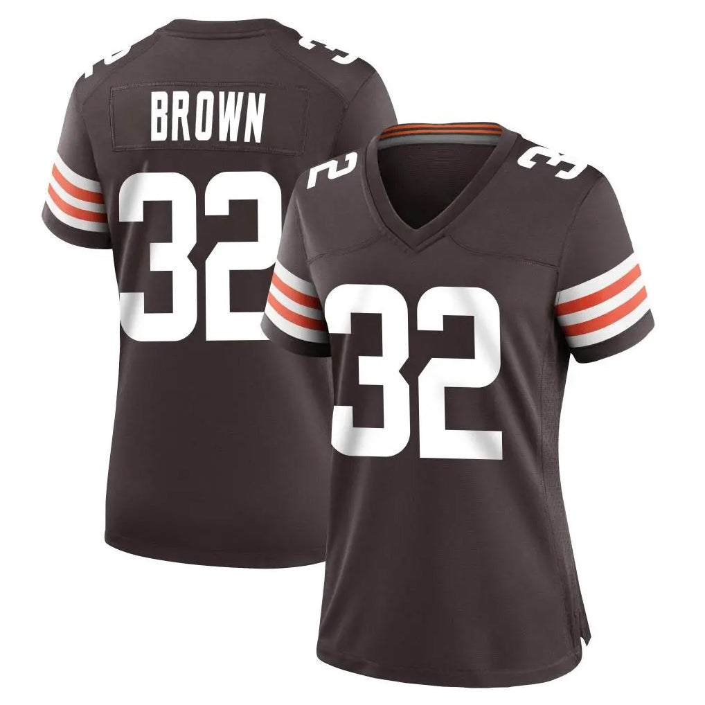 Elroe C.Browns #32 Jim Brown Player Brown Home Game Stitched Jerseys