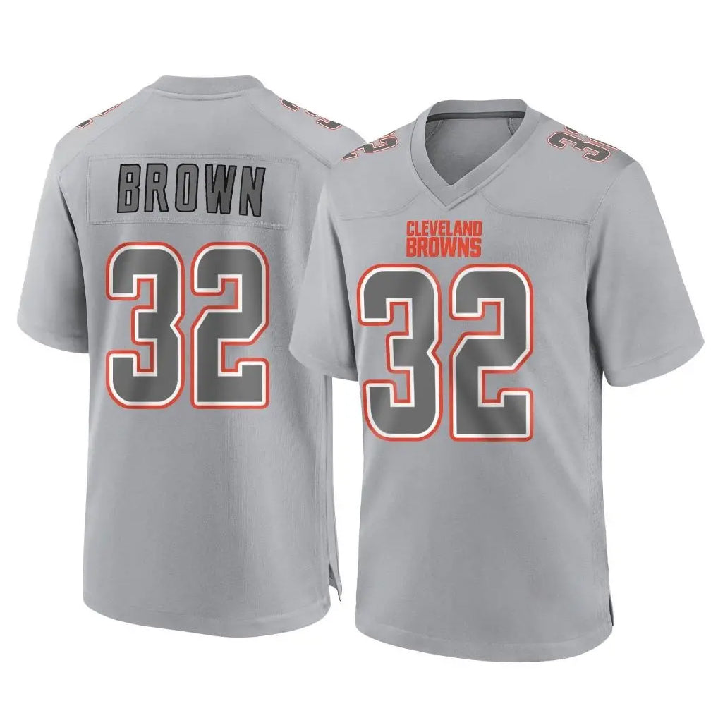 Elroe C.Browns #32 Jim Brown Player Gray Atmosphere Fashion Game Stitched Jerseys