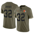 Elroe C.Browns #32 Jim Brown Player Olive Salute to Service Limited Game Stitched Jerseys