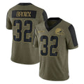 Elroe C.Browns #32 Jim Brown Player Olive Salute to Service Limited Home Game Stitched Jerseys