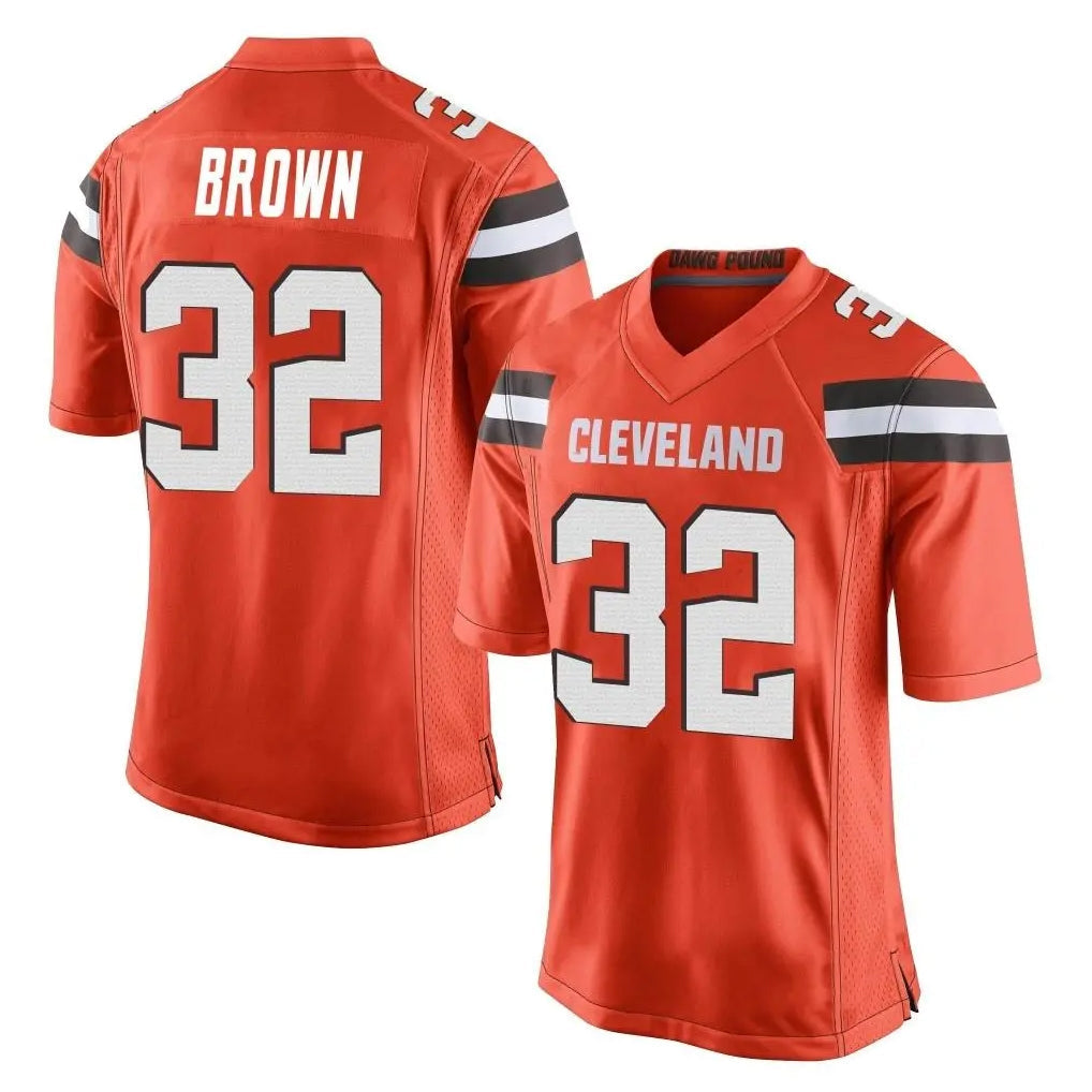 Elroe C.Browns #32 Jim Brown Player Orange Vapor Limited Home Game Stitched Jerseys