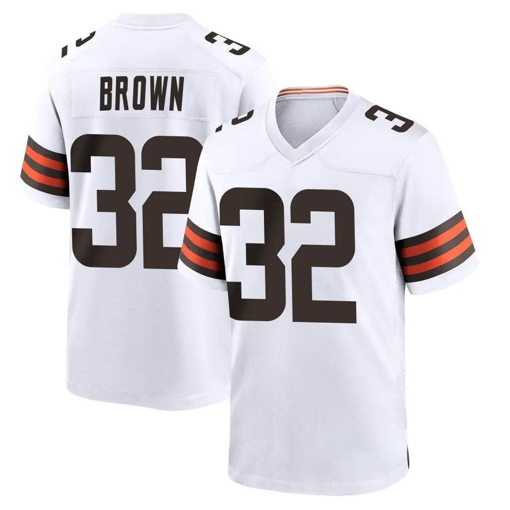 Elroe C.Browns #32 Jim Brown Player White Home Game Stitched Jerseys