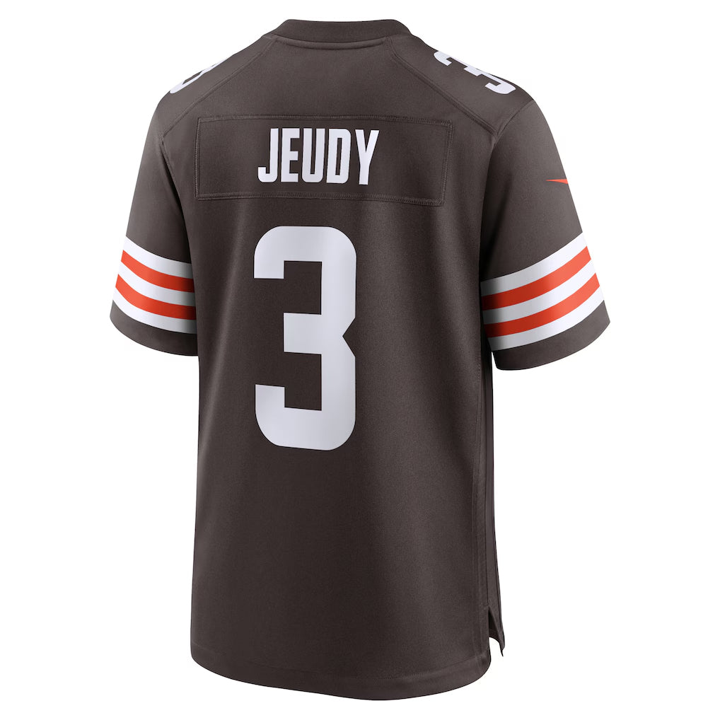 ElroeC.Browns #3 Jerry Jeudy Player Brown Home Game Stitched Jerseys