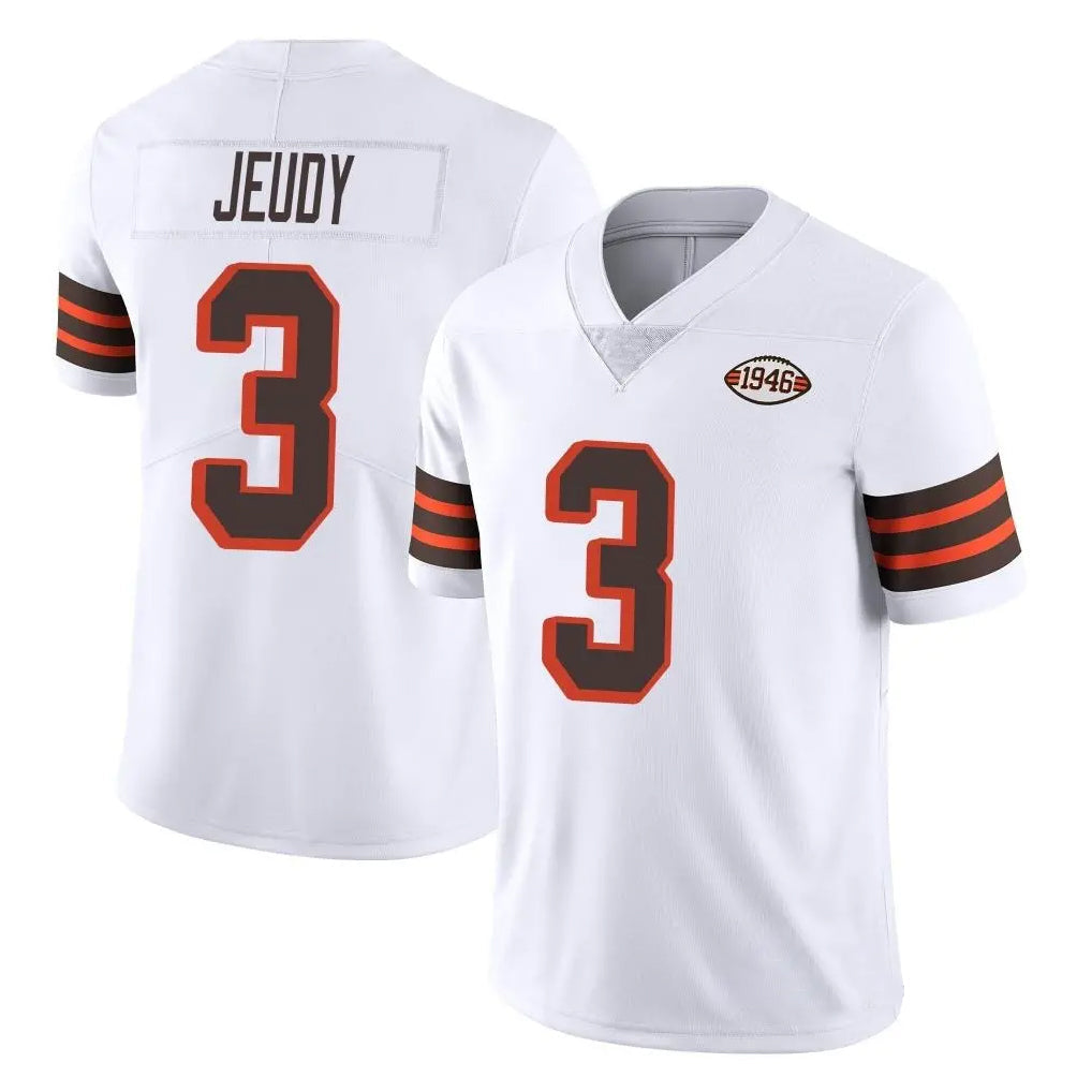Elroe C.Browns #3 Jerry Jeudy Player White Limited  Vapor 1946 Collection Alternate Game Stitched Jerseys