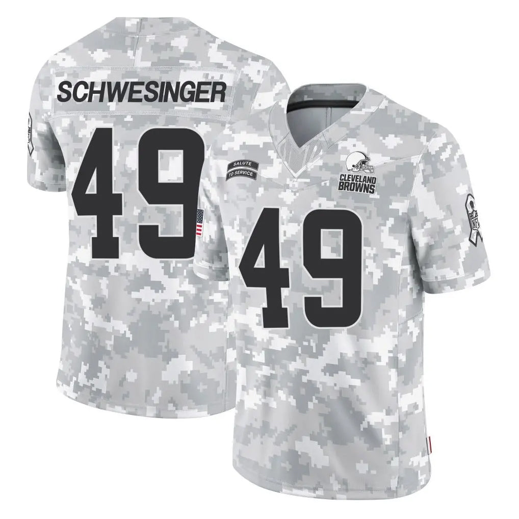 Elroe C.Browns #49 Carson Schwesinger Player Arctic Camo Salute to Service Limited Home Game Stitched Jerseys