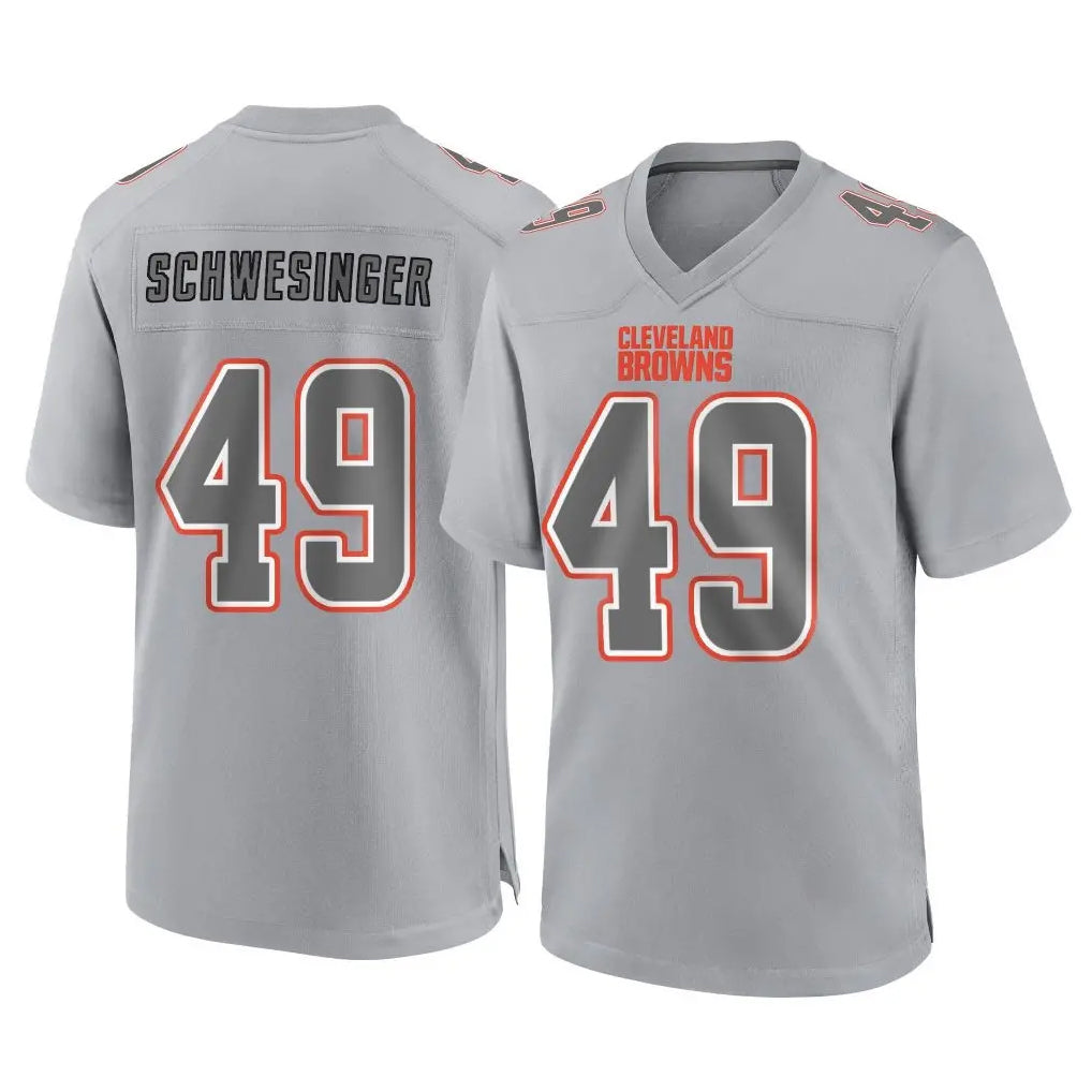 Elroe C.Browns #49 Carson Schwesinger Player Gray Atmosphere Fashion Game Stitched Jerseys
