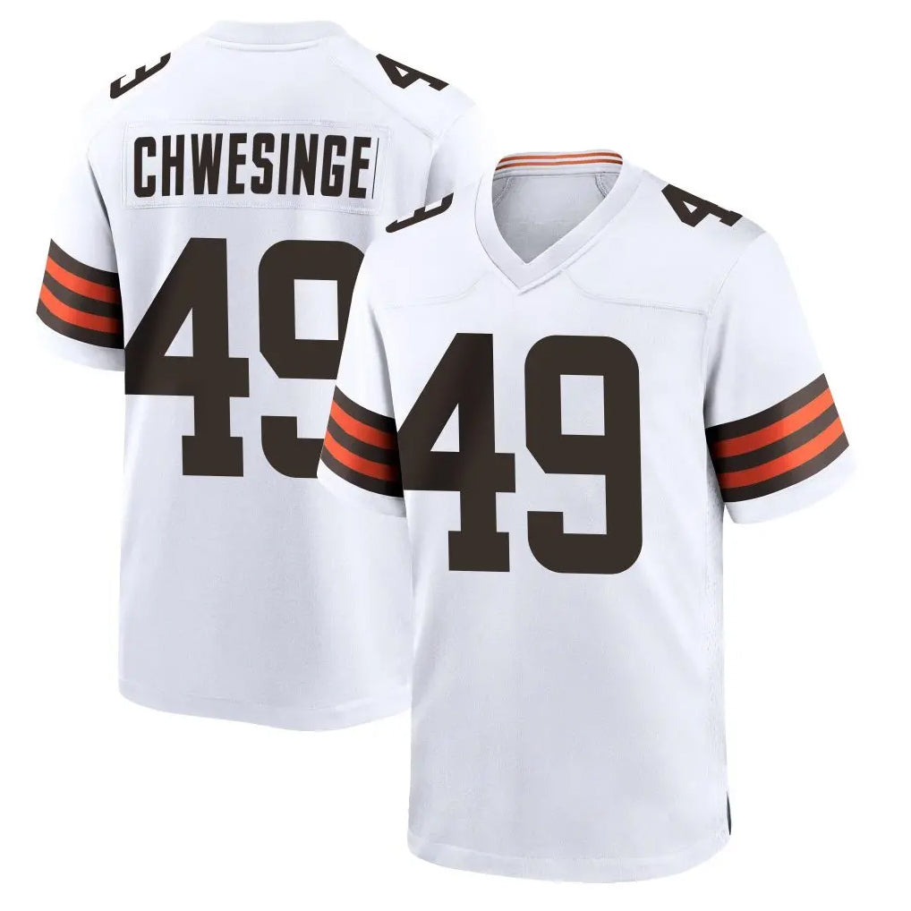 Elroe C.Browns #49 Carson Schwesinger Player White Home Game Stitched Jerseys