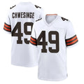 Elroe C.Browns #49 Carson Schwesinger Player White Home Game Stitched Jerseys