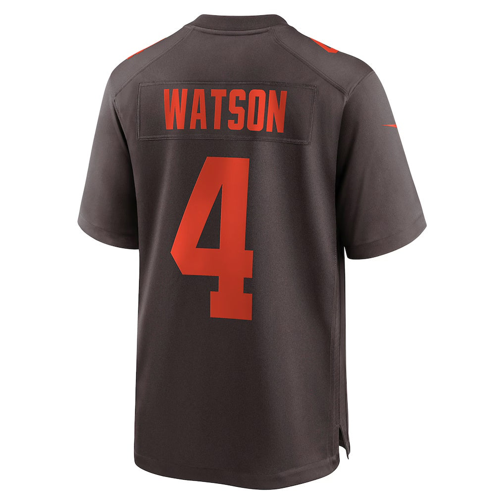 Elroe C.Browns #4 Deshaun Watson Brown Alternate Game Stitched Jerseys