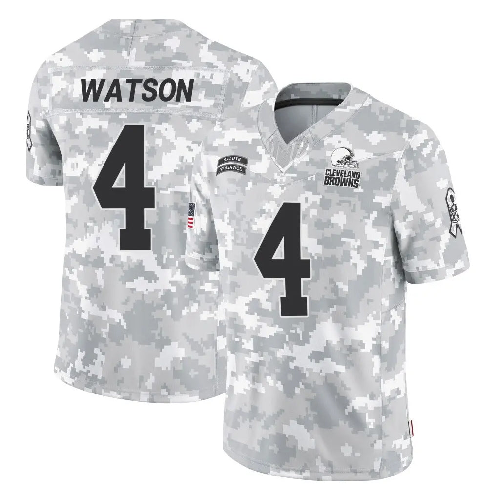 Elroe C.Browns #4 Deshaun Watson Player Arctic Camo Salute to Service Limited Home Game Stitched Jerseys