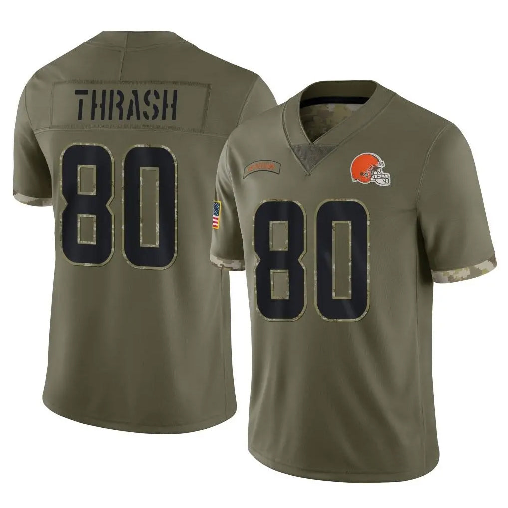 Elroe C.Browns #80 Jamari Thrash Player Olive Salute to Service Limited Game Stitched Jerseys