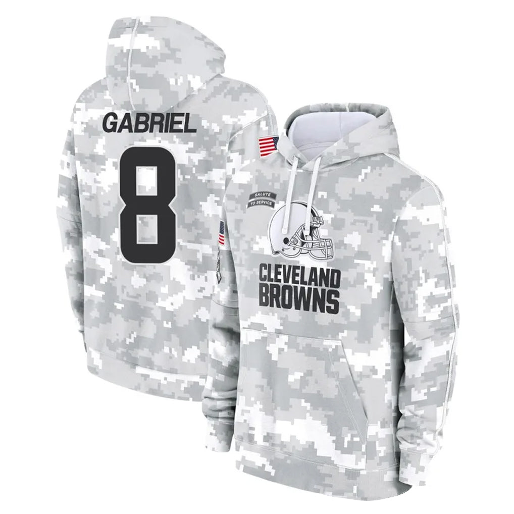 Elroe C.Browns #8 Dillon Gabriel Player Arctic Camo Salute to Service Hoodies Limited Game Stitched Jerseys