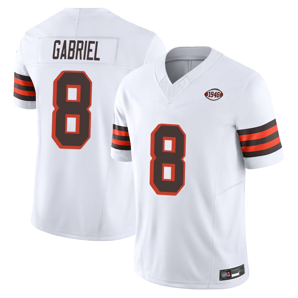 Elroe C.Browns #8 Dillon Gabriel Player White Limited Vapor F.U.S.E. Alternate Game Stitched Jerseys