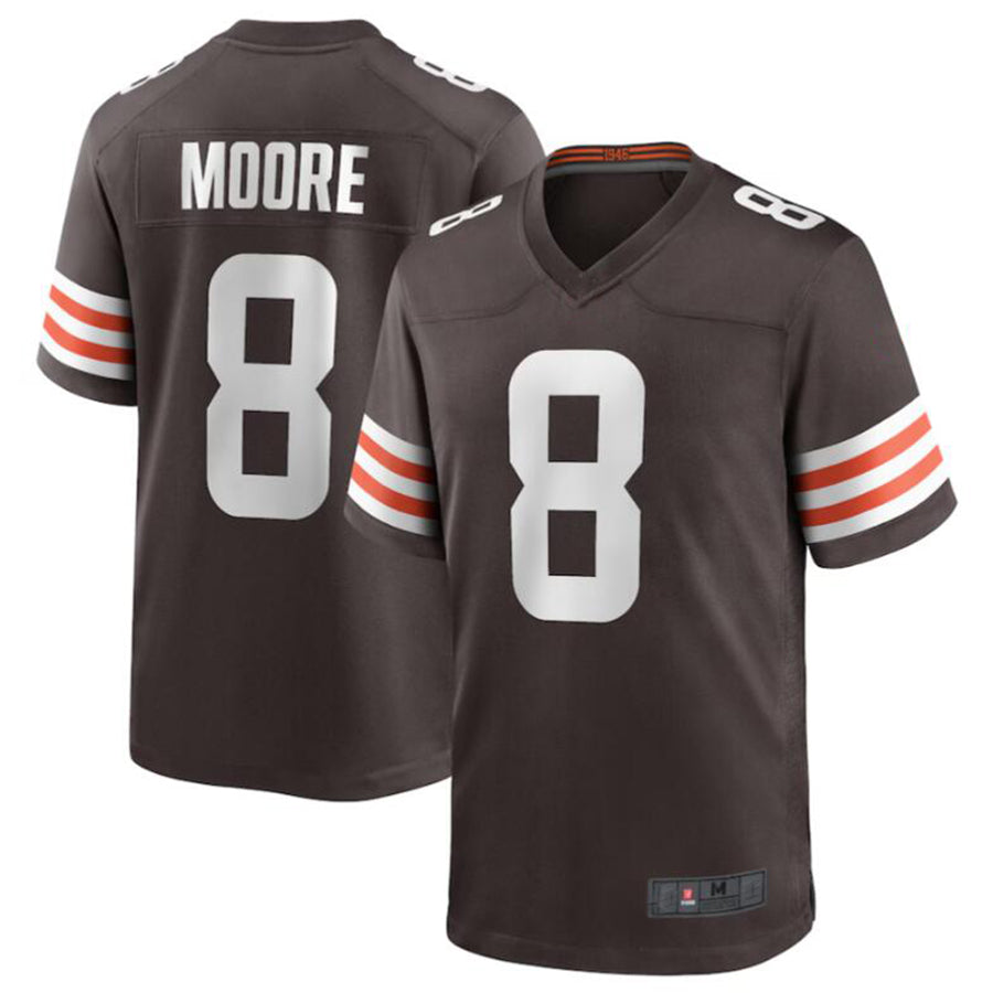 Elroe C.Browns #8 Elijah Moore Brown Game Retired Player Jersey American Stitched Jerseys